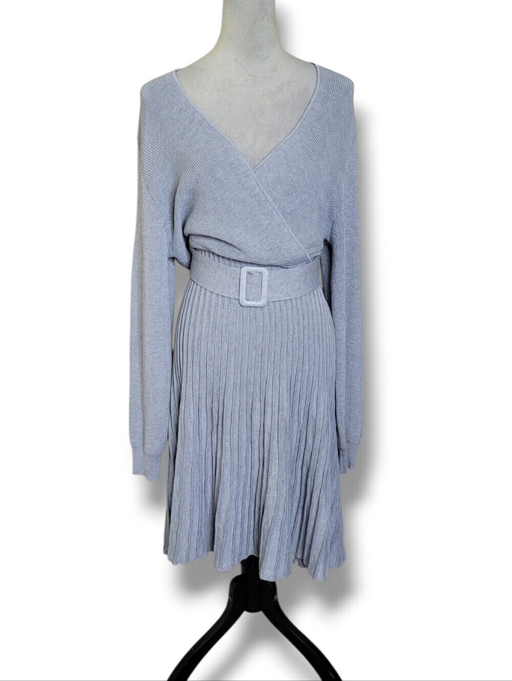 Signature By Robbie Bee Gray Belted Sweater Dress XL - Picture 11 of 11
